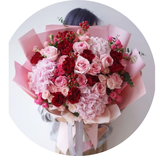 Maxi bouquet rose, ortensie